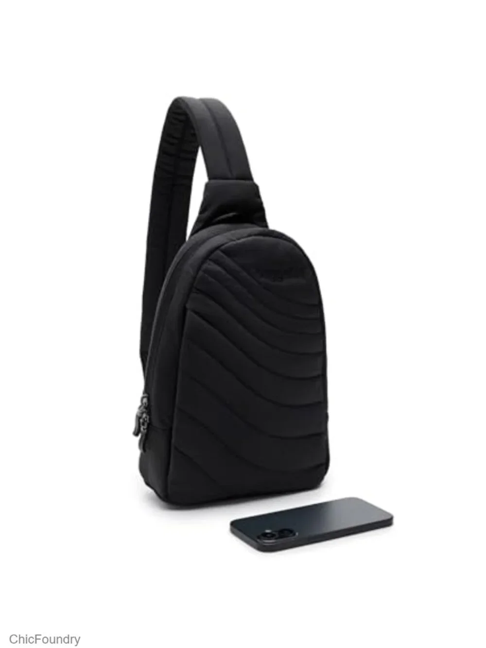 Quilted Sling Crossbody with Phone Pocket & Water Bottle Sleeve